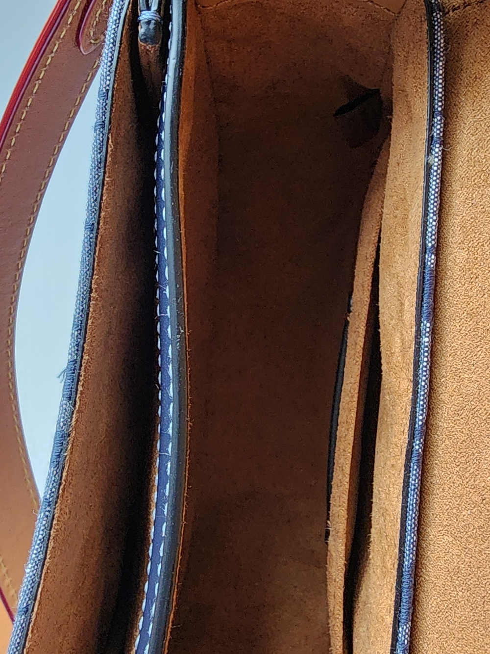 Coach Signature Denim Saddle Crossbody Bag with Tan Leather Trim - Picture 9 of 11